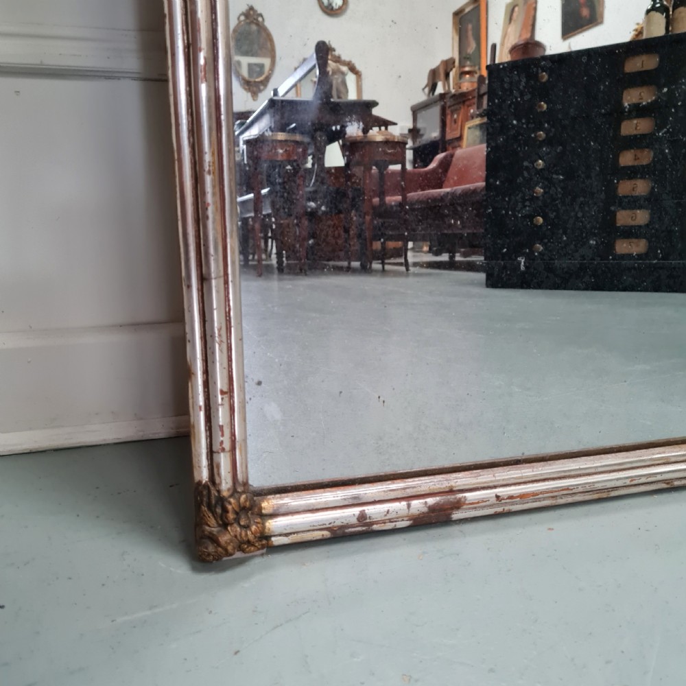 Large Antique French Silver Gilt Bistro Mirror c1850 View V