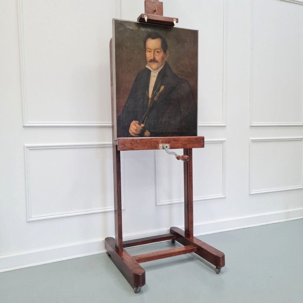 Fantastic French Oak Easel with winder c1900 View IV