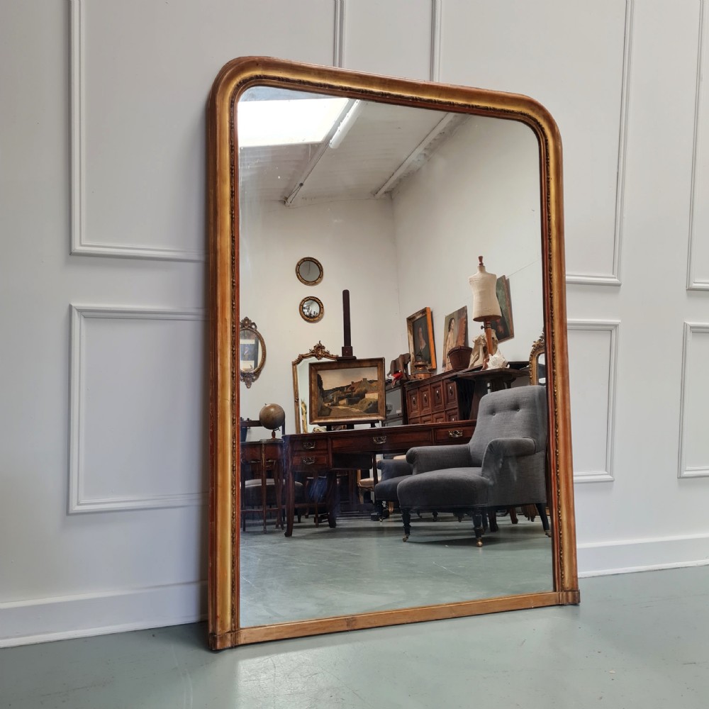 Large Overmantle Antique Gilded Mirror c1880