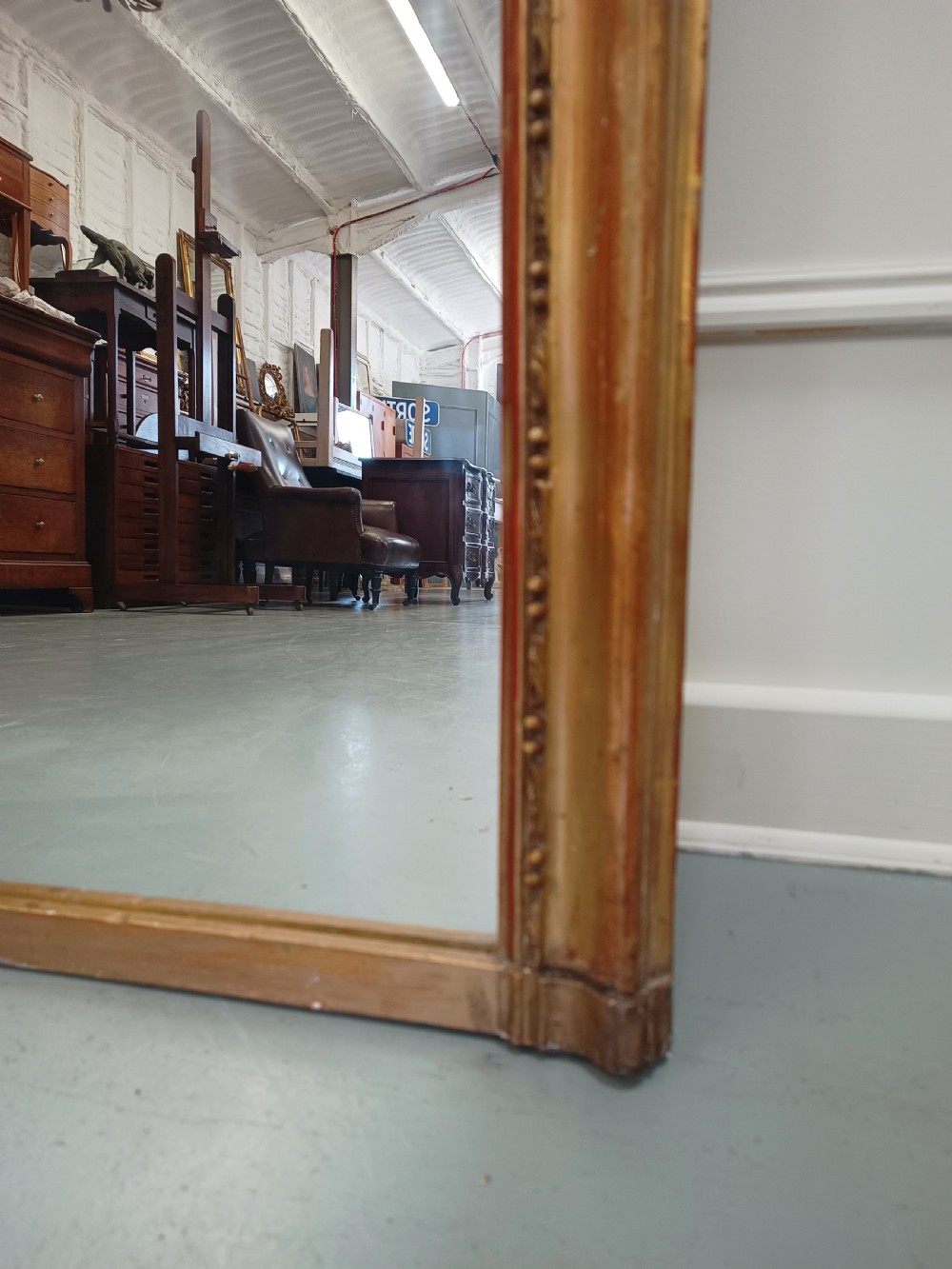 Large Overmantle Antique Gilded Mirror c1880 View V