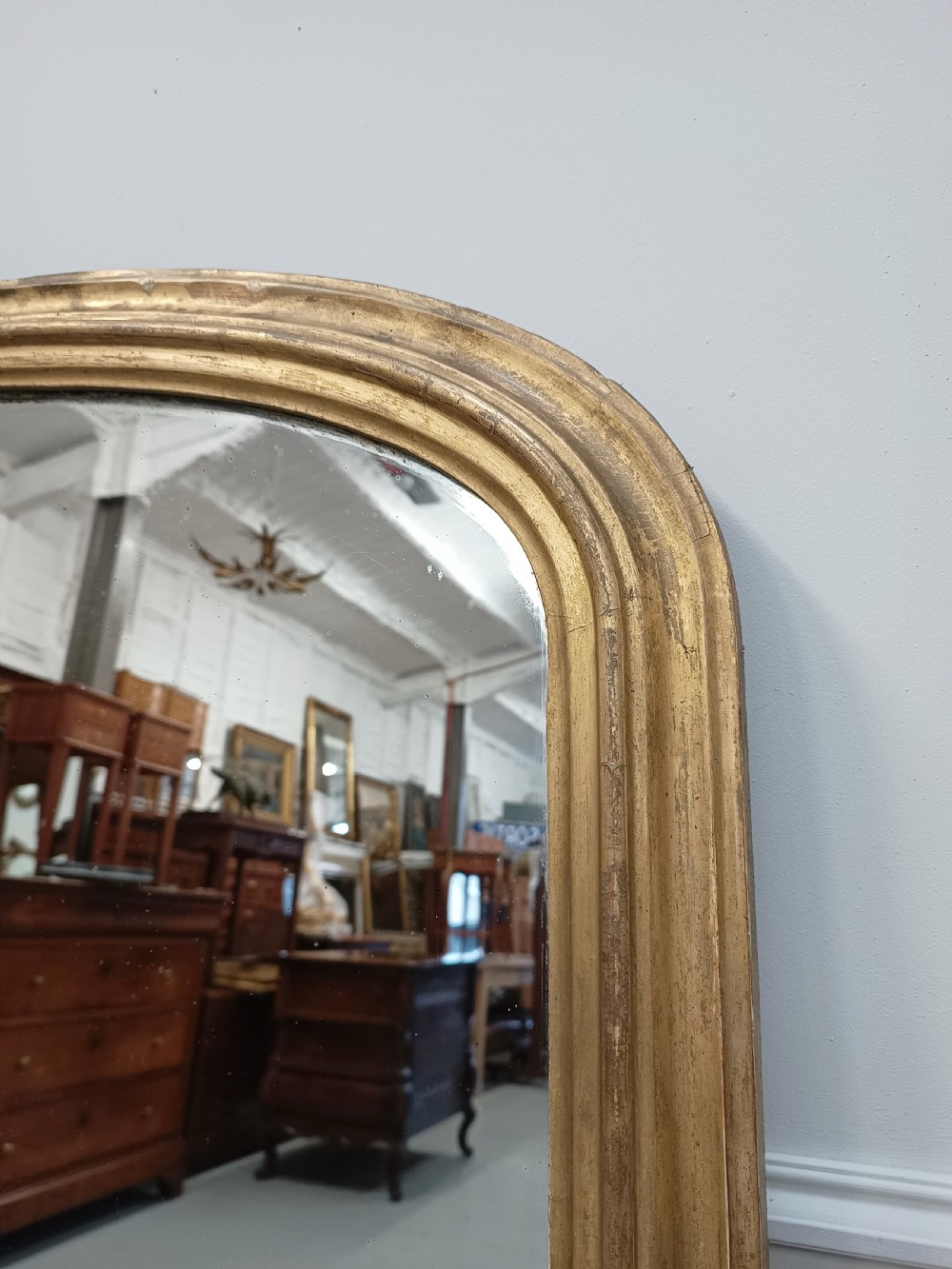 Antique late 19th Century Gilt Overmantle Wall Mirror View V
