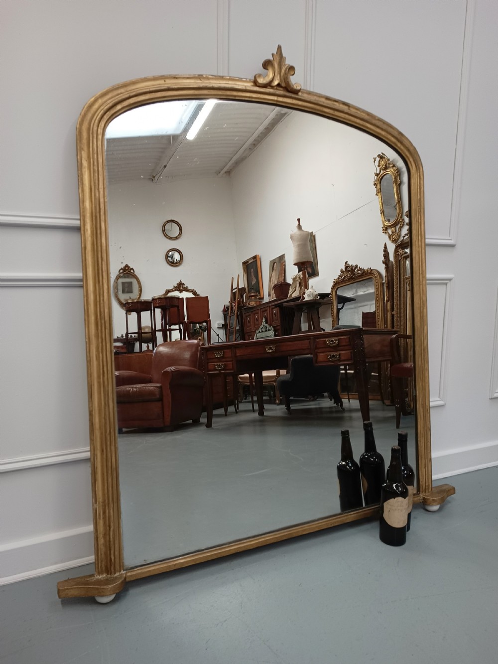 Antique late 19th Century Gilt Overmantle Wall Mirror View VII