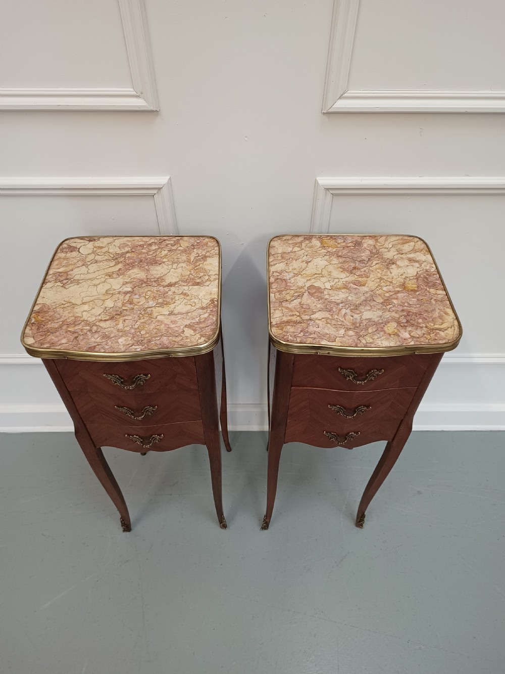 Pair of Antique Kingwood Bedside Tables c1930 View II