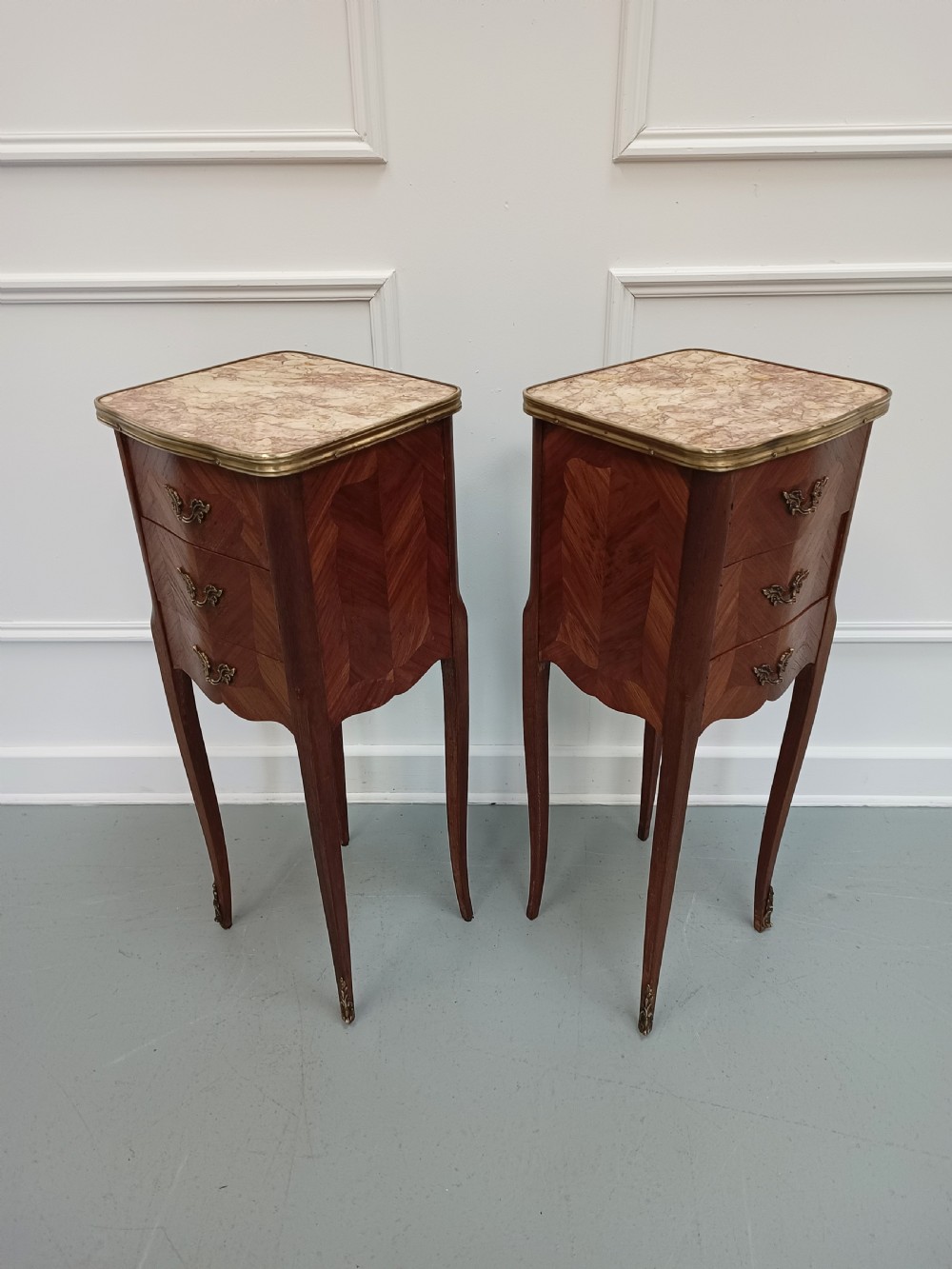 Pair of Antique Kingwood Bedside Tables c1930 View VI
