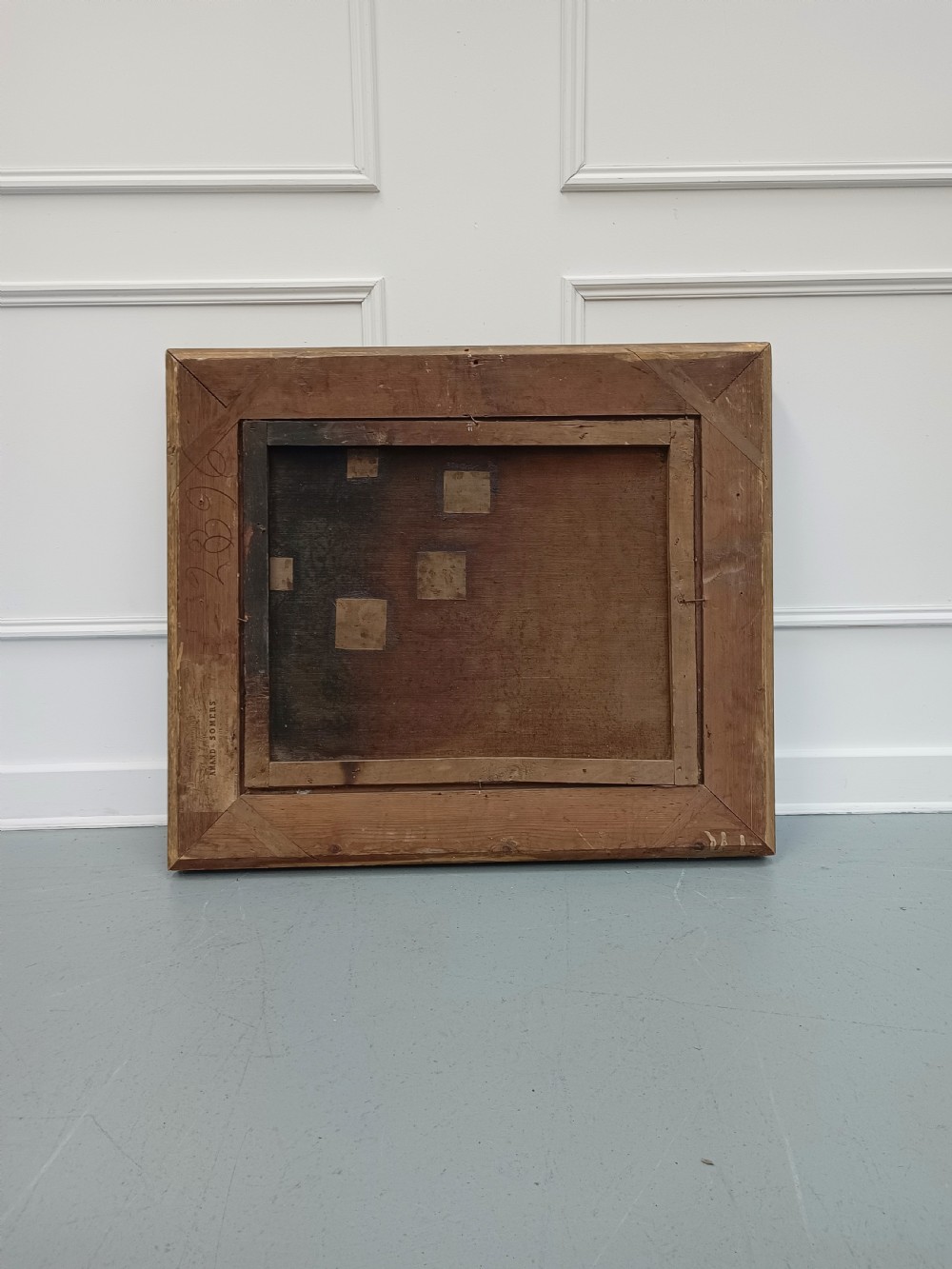 A Georgian era oil painting depicting two siblings in period attire within a moulded gold gilt frame. View VI
