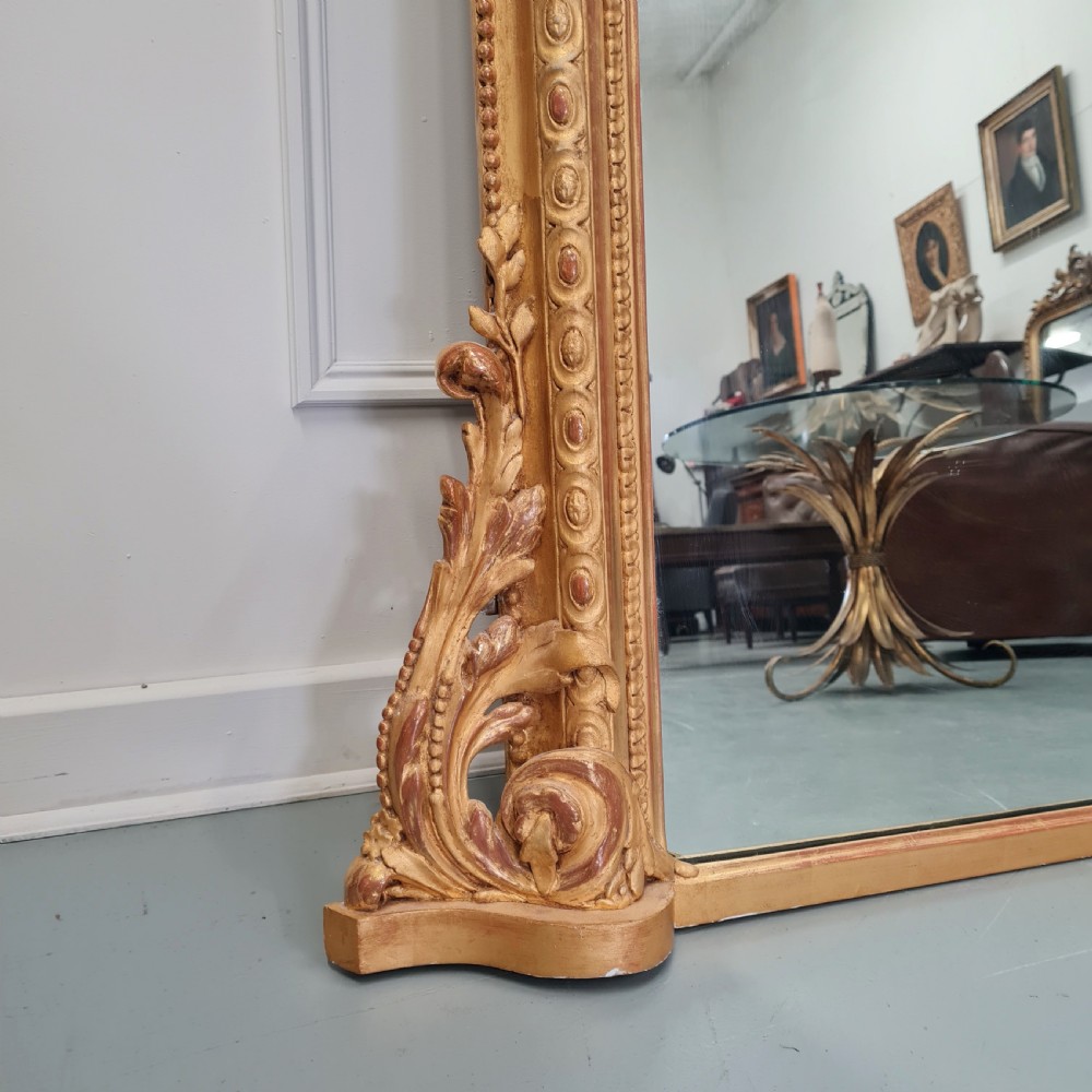 Large Antique Gilded English Overmantle Mirror c1850 View II