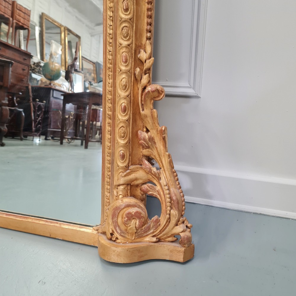 Large Antique Gilded English Overmantle Mirror c1850 View V