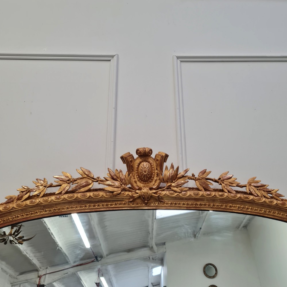 Large Antique Gilded English Overmantle Mirror c1850 View VI