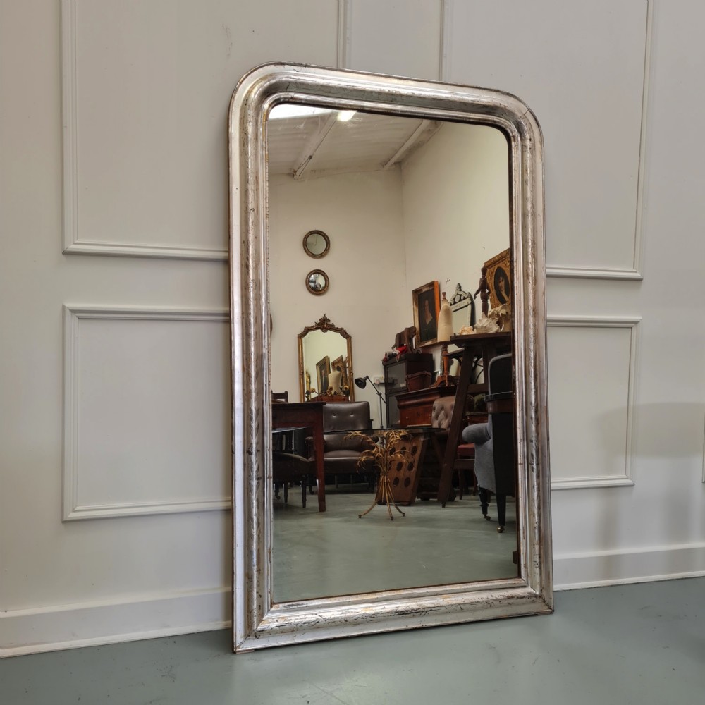 Large Antique Silver Mirror c1880