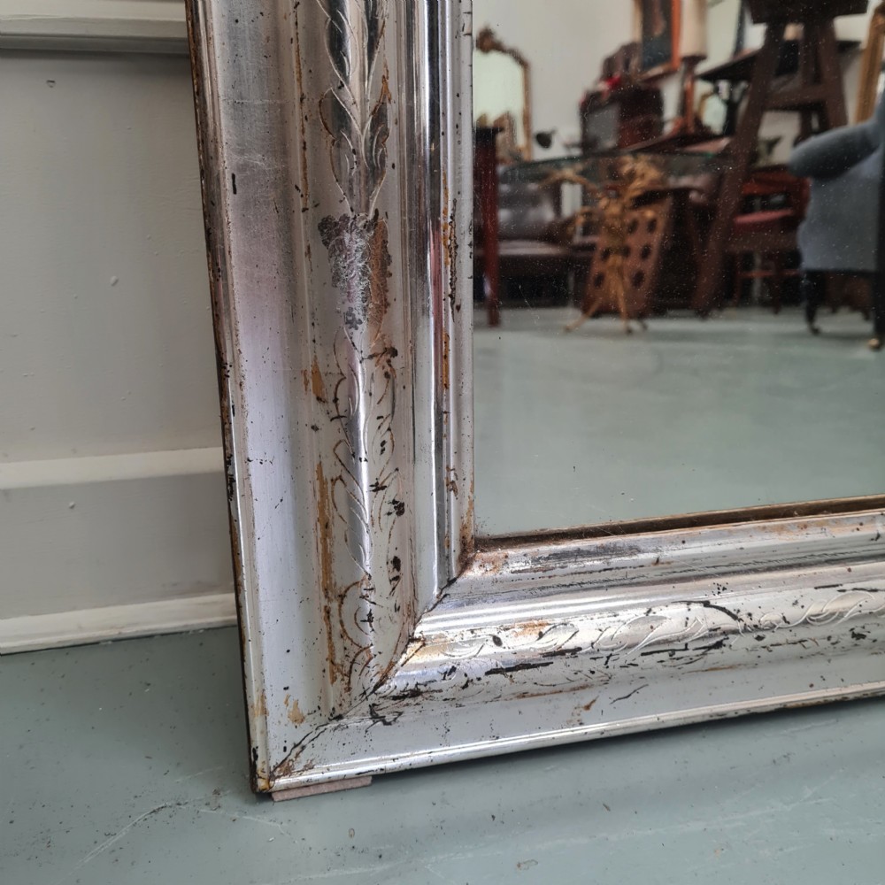 Large Antique Silver Mirror c1880 View II