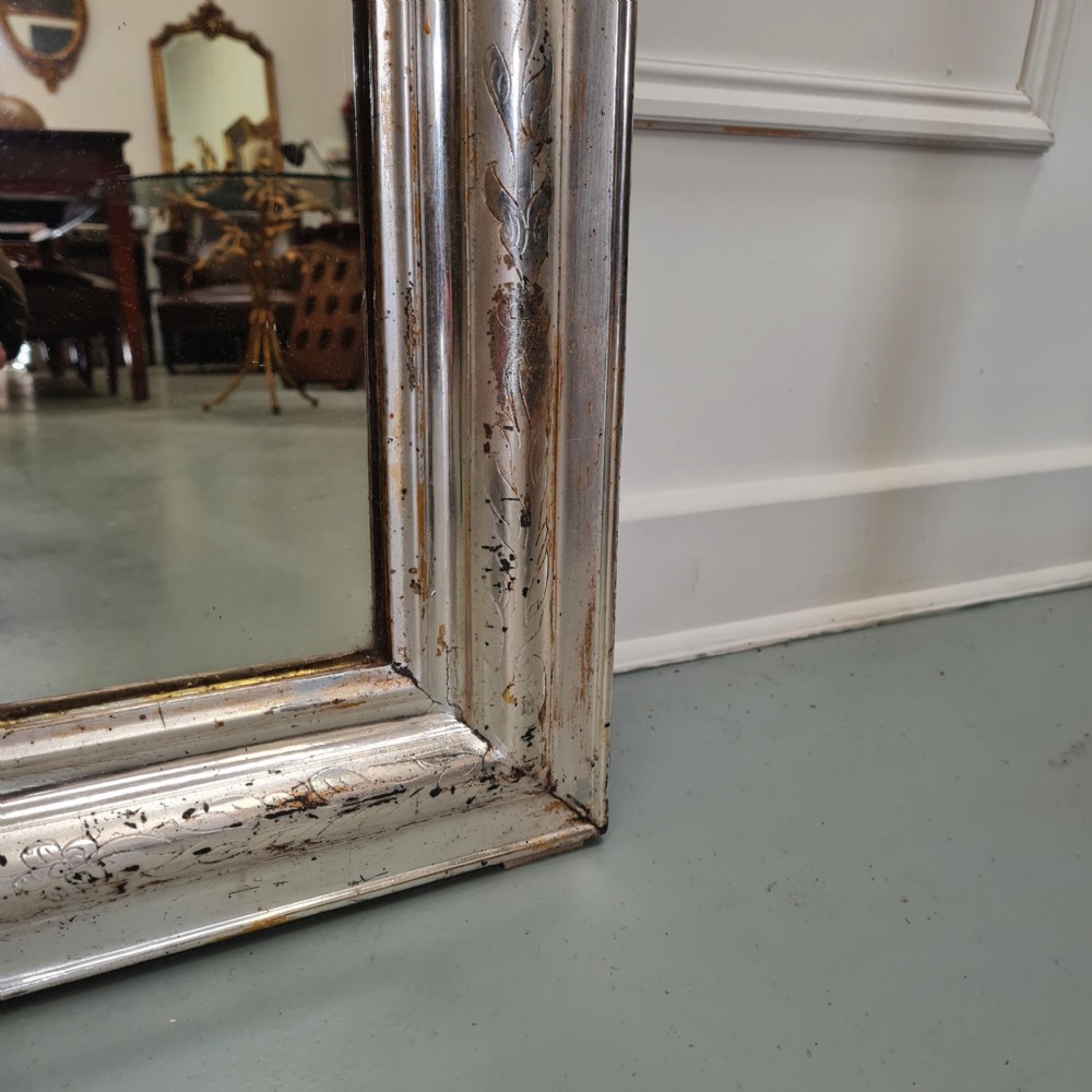 Large Antique Silver Mirror c1880 View VI