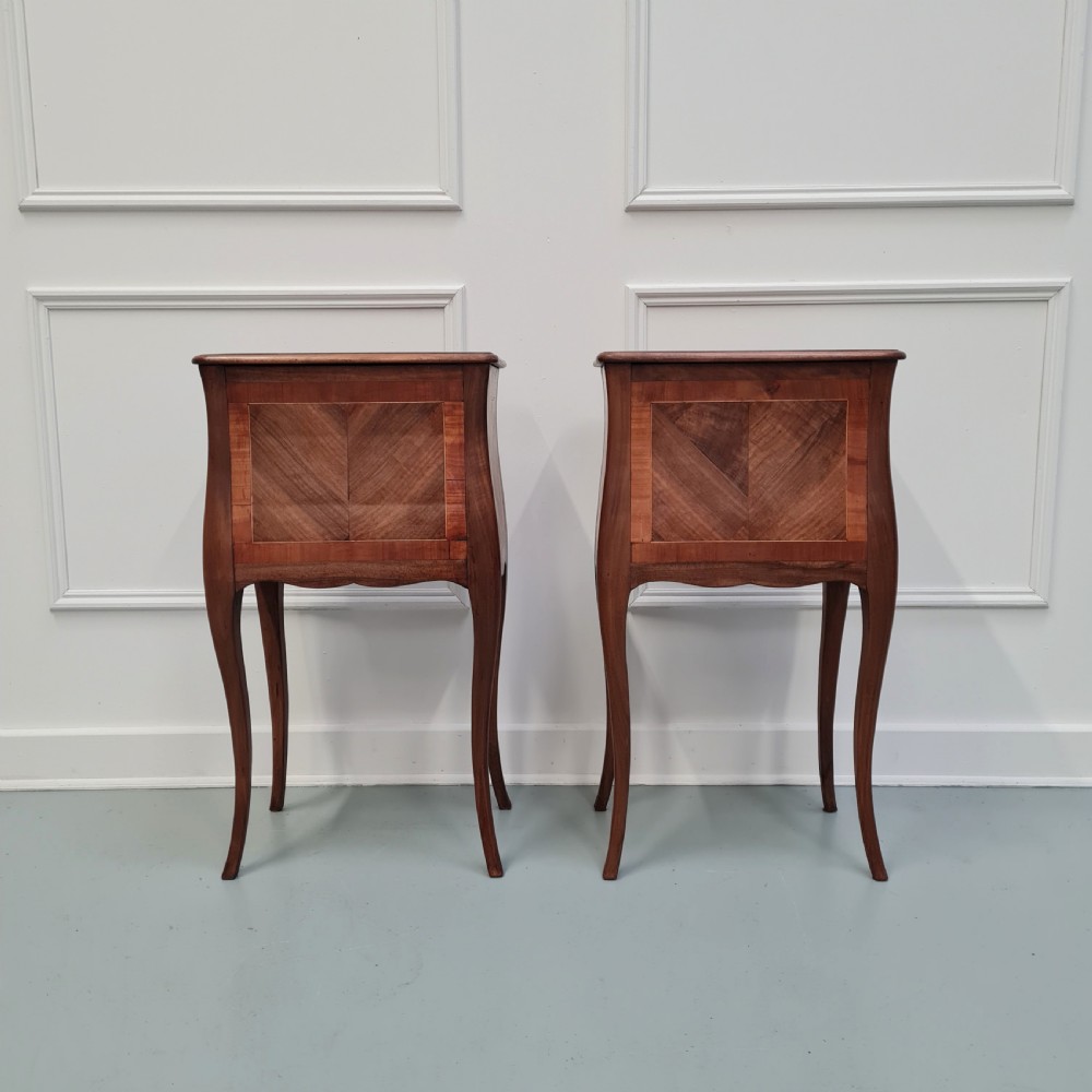 Pair of French Walnut Bedside Tables c1920 View IV