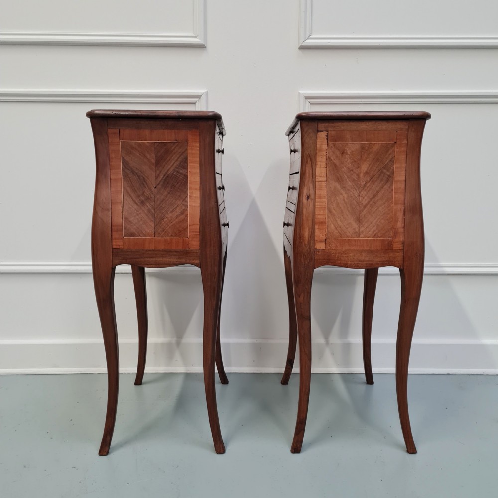 Pair of French Walnut Bedside Tables c1920 View V