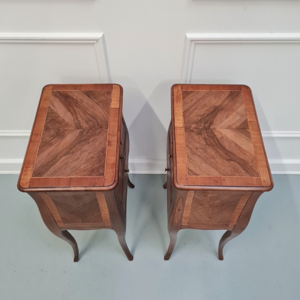 Pair of French Walnut Bedside Tables c1920 View VI