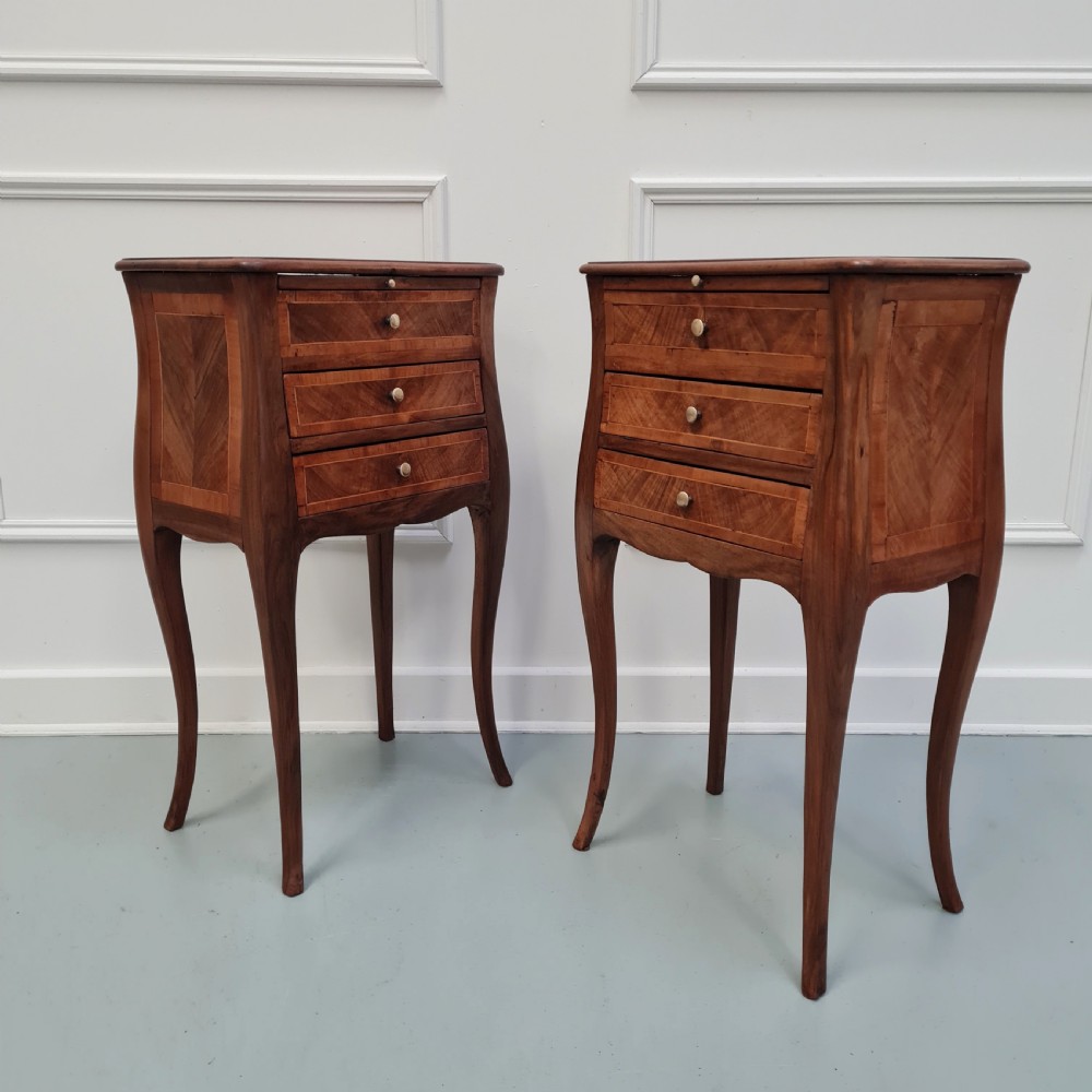Pair of French Walnut Bedside Tables c1920 View VII