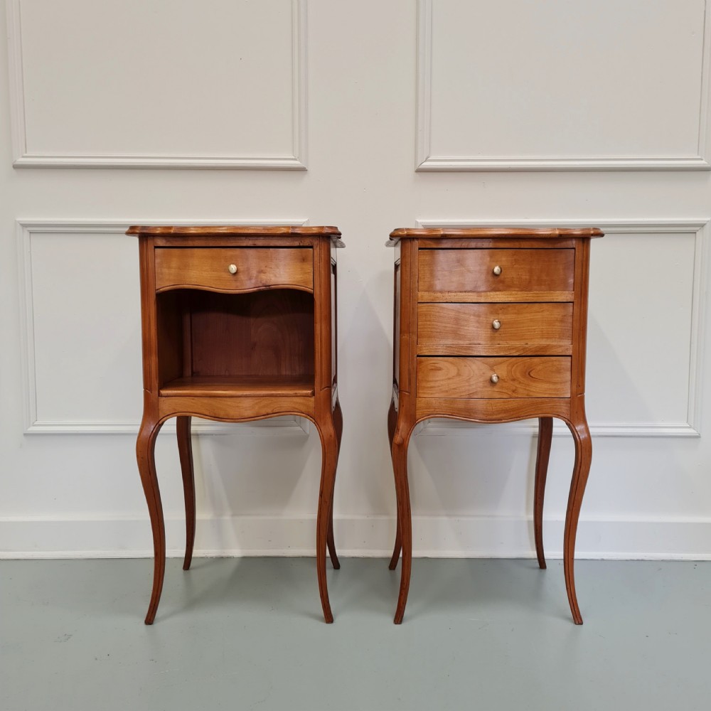 Pair of French Cherrywood Bedside Tables c1920