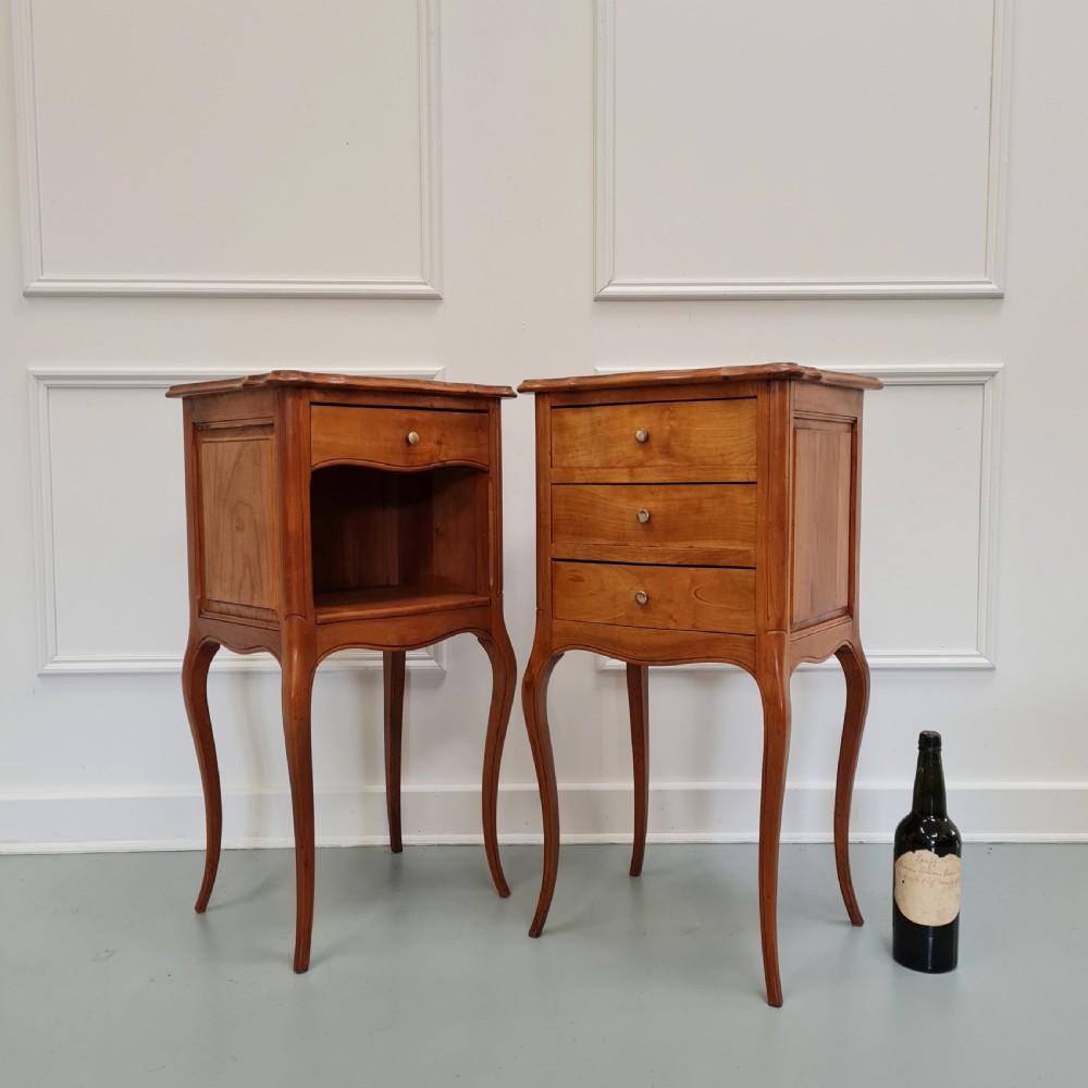 Pair of French Cherrywood Bedside Tables c1920 View III
