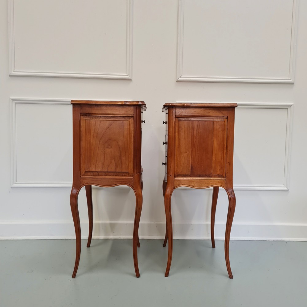 Pair of French Cherrywood Bedside Tables c1920 View V