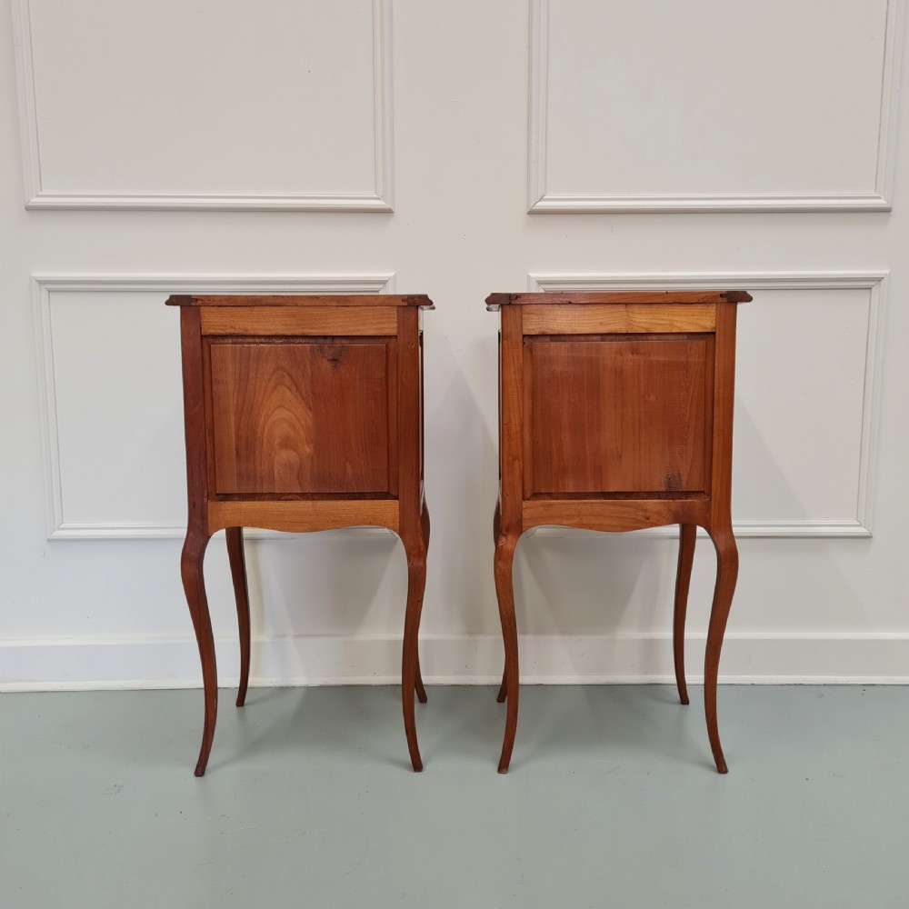 Pair of French Cherrywood Bedside Tables c1920 View VI
