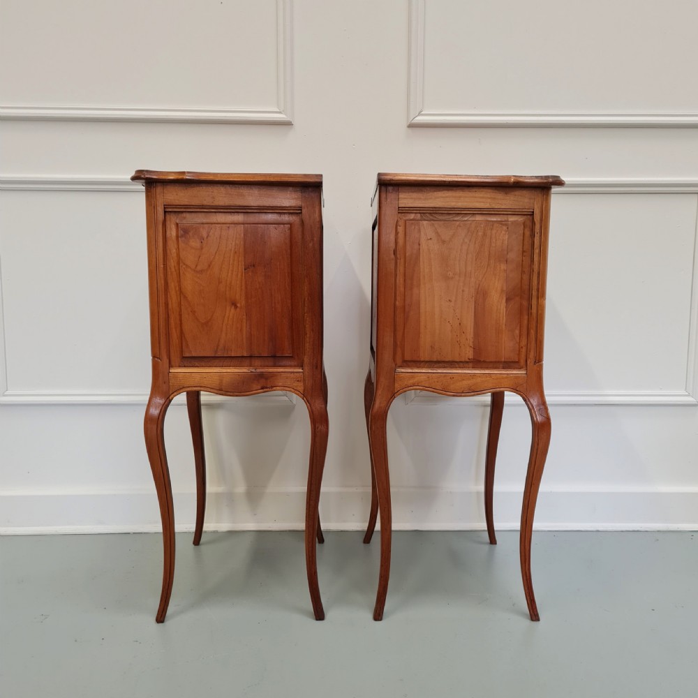 Pair of French Cherrywood Bedside Tables c1920 View VII