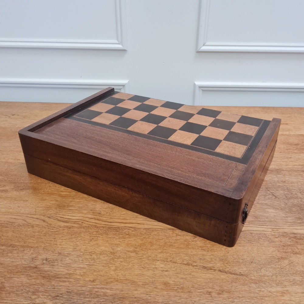 Large French Antique Wooden Games Box C1900