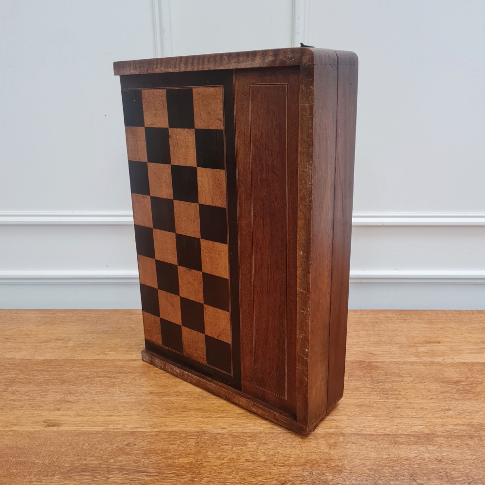 Large French Antique Wooden Games Box C1900 View II