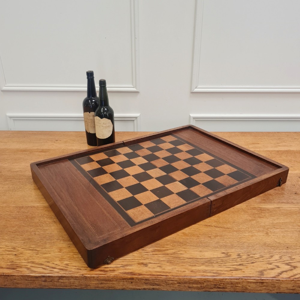 Large French Antique Wooden Games Box C1900 View V