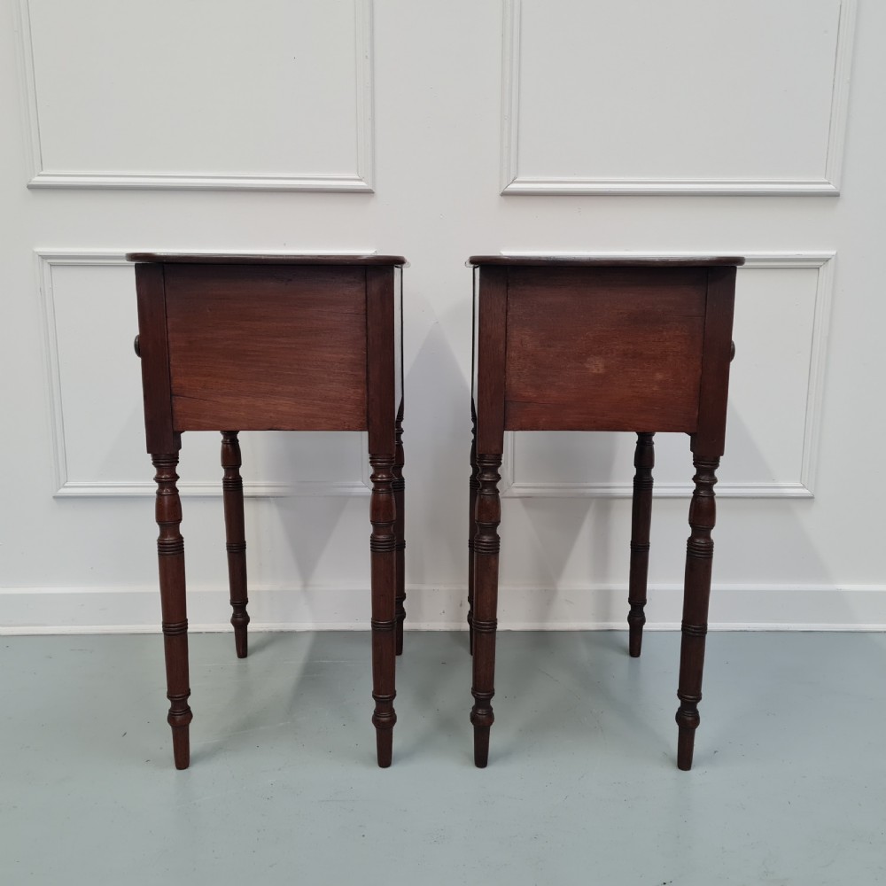 Rare Pair of Mahogany English Bedside Tables c1830 View VII