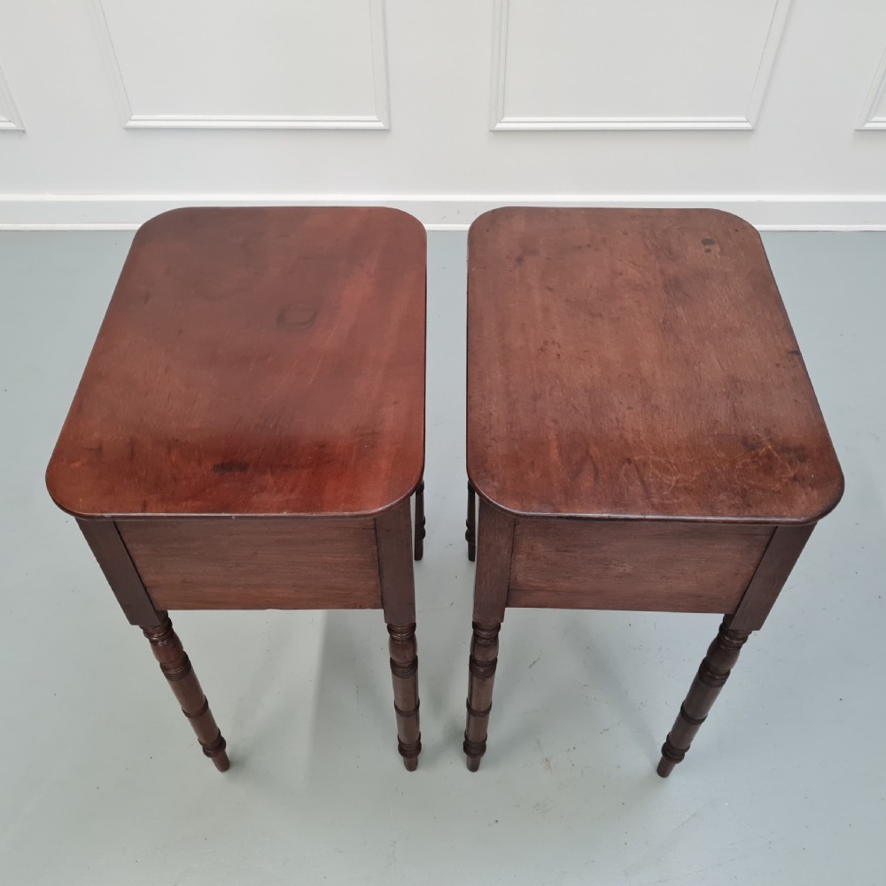 Rare Pair of Mahogany English Bedside Tables c1830 View X