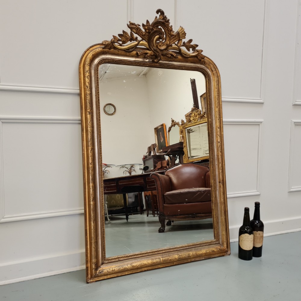 Antique French Silver and Gold Gilded Mirror c1880 View V