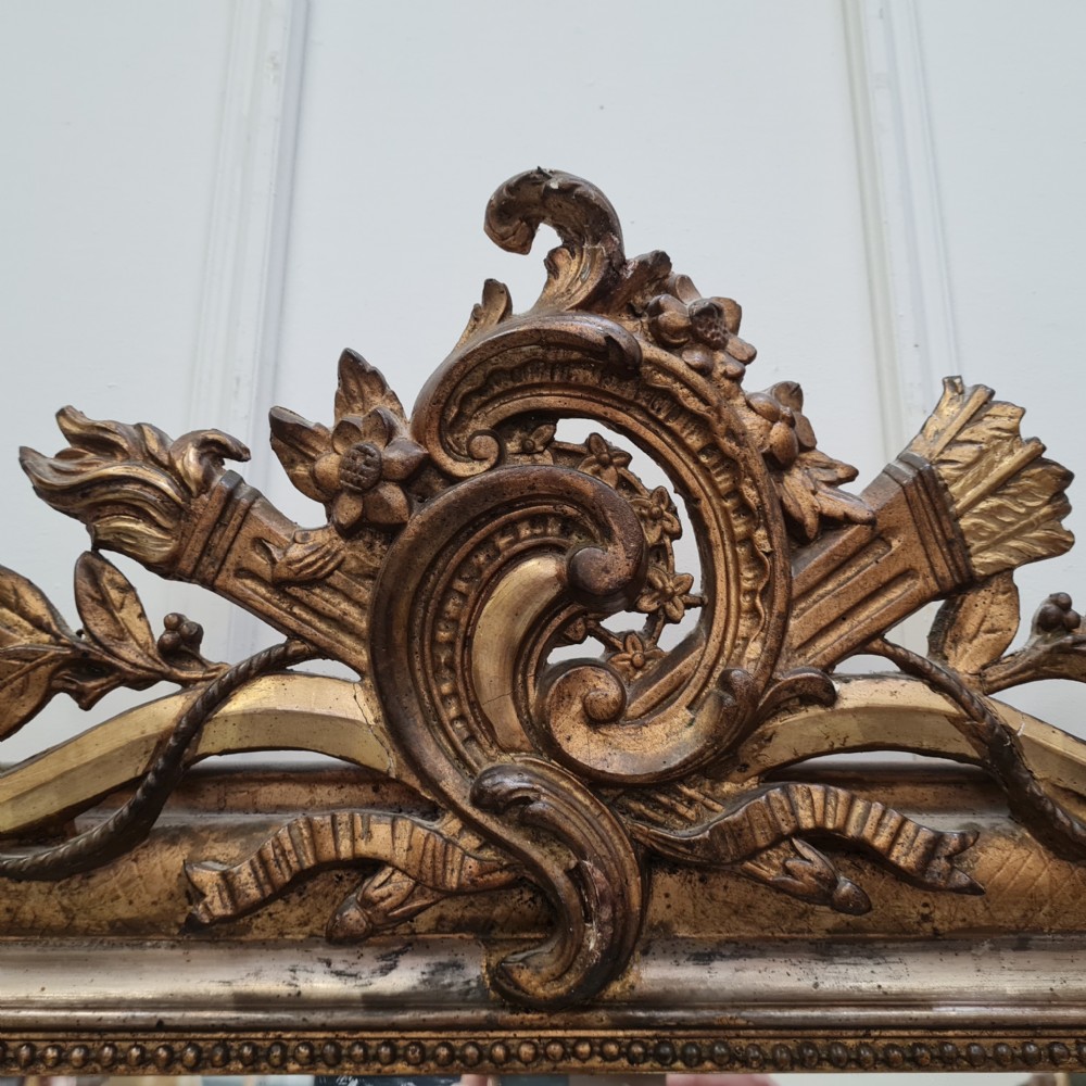 Antique French Silver and Gold Gilded Mirror c1880 View VIII