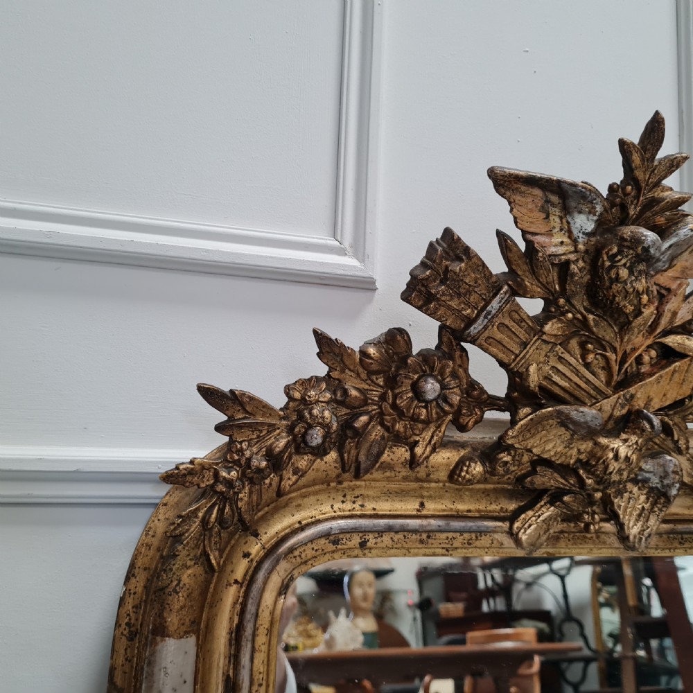 Antique French Gilded Lovebirds Mirror c1890 View III