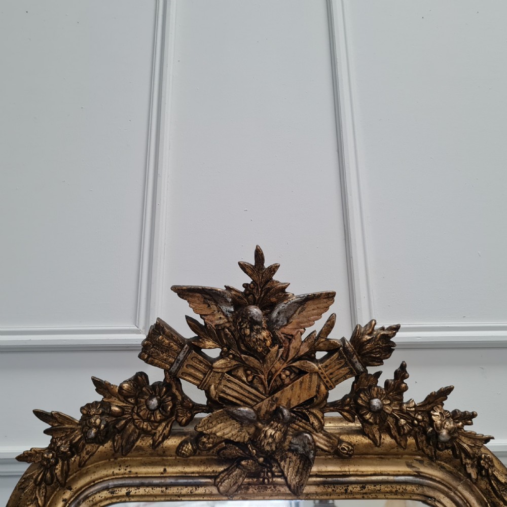 Antique French Gilded Lovebirds Mirror c1890 View IV