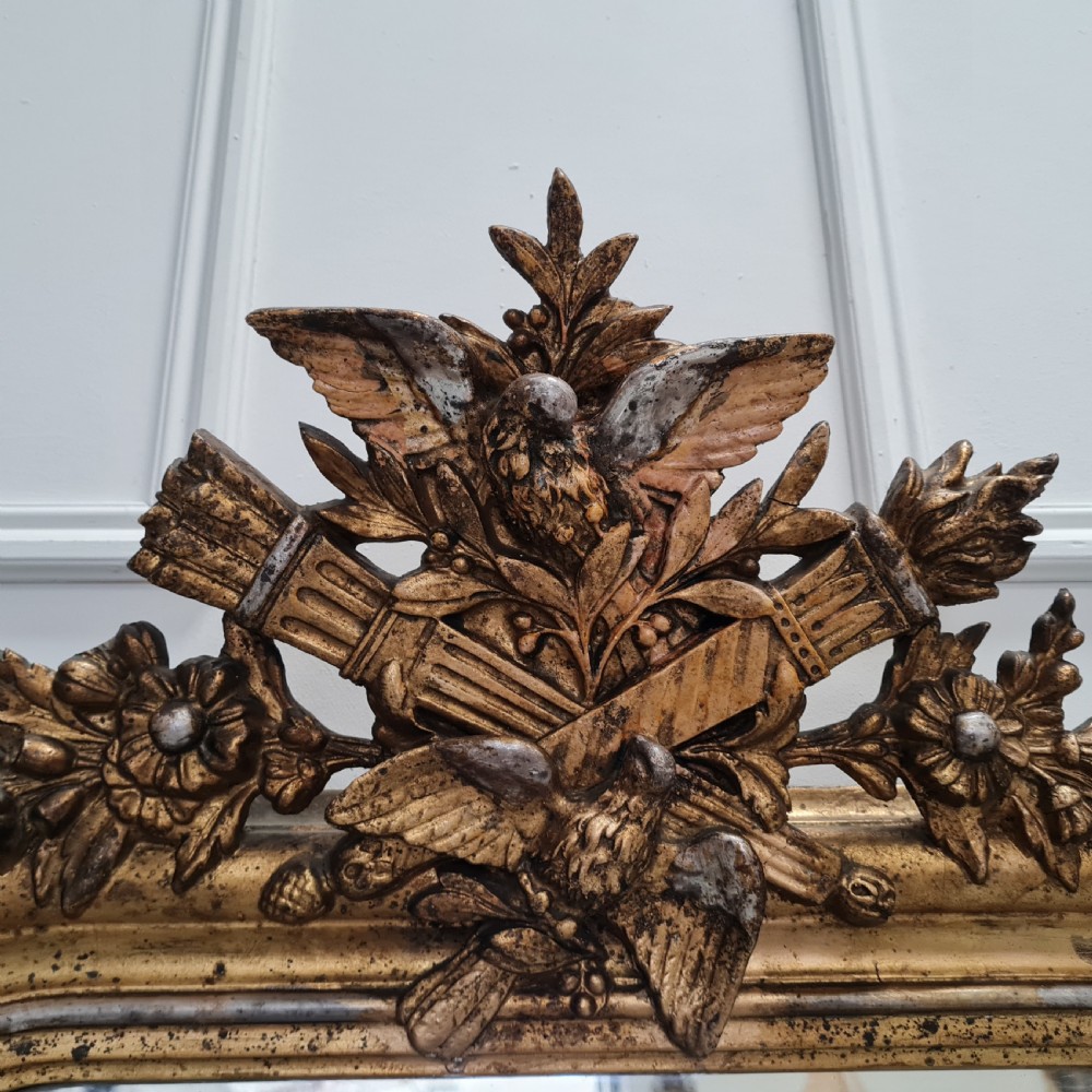 Antique French Gilded Lovebirds Mirror c1890 View V
