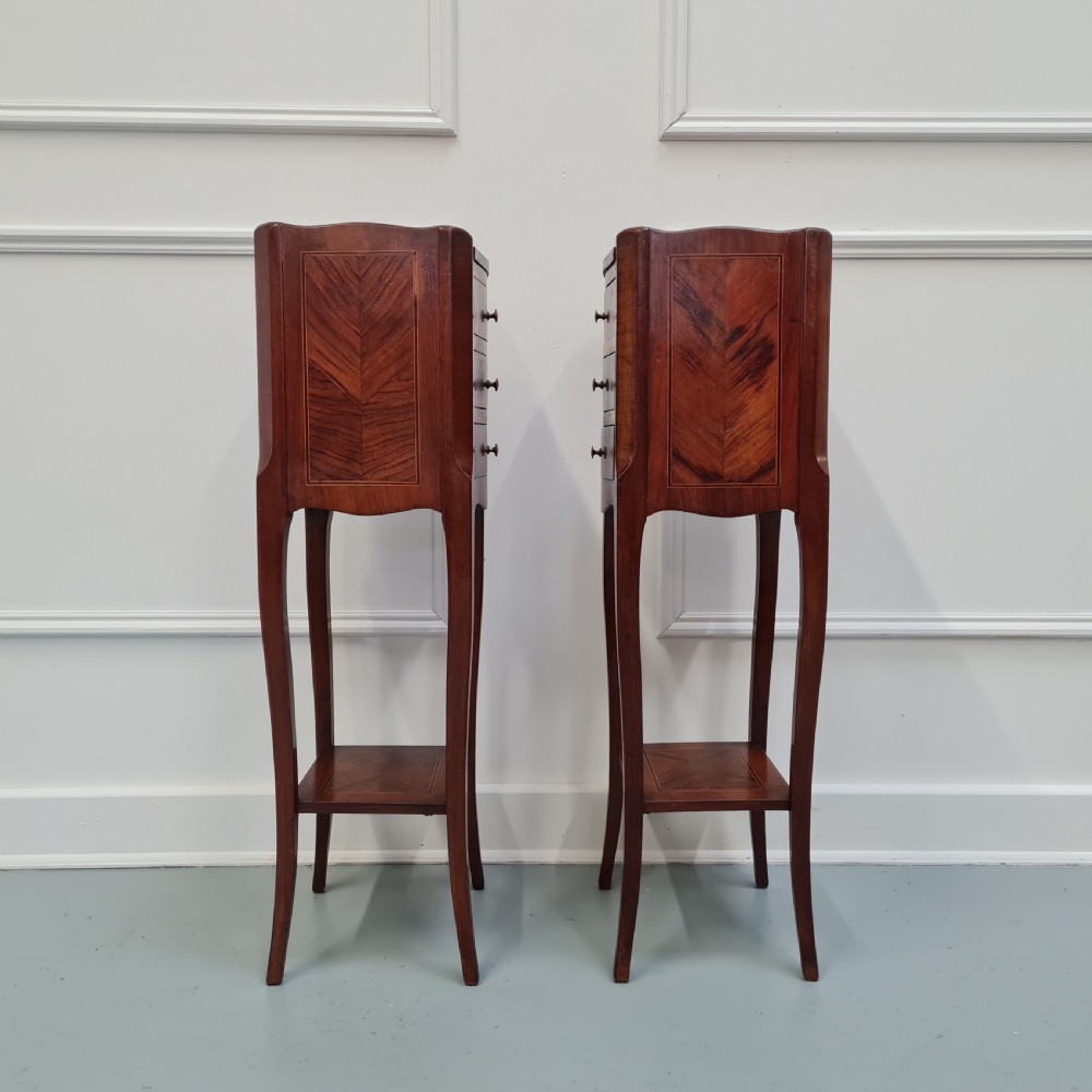 Pair of Elegant Cherry and Kingwood Bedside Tables c1930 View II