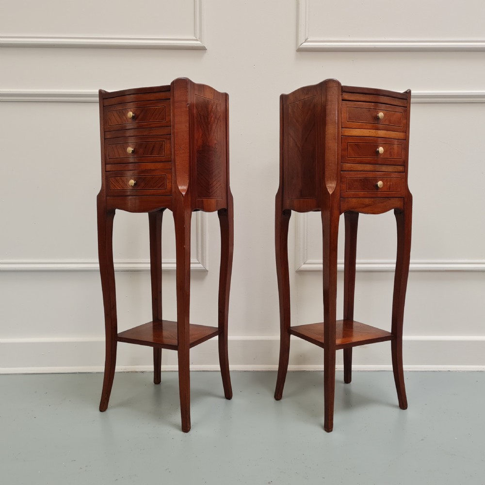 Pair of Elegant Cherry and Kingwood Bedside Tables c1930 View VI