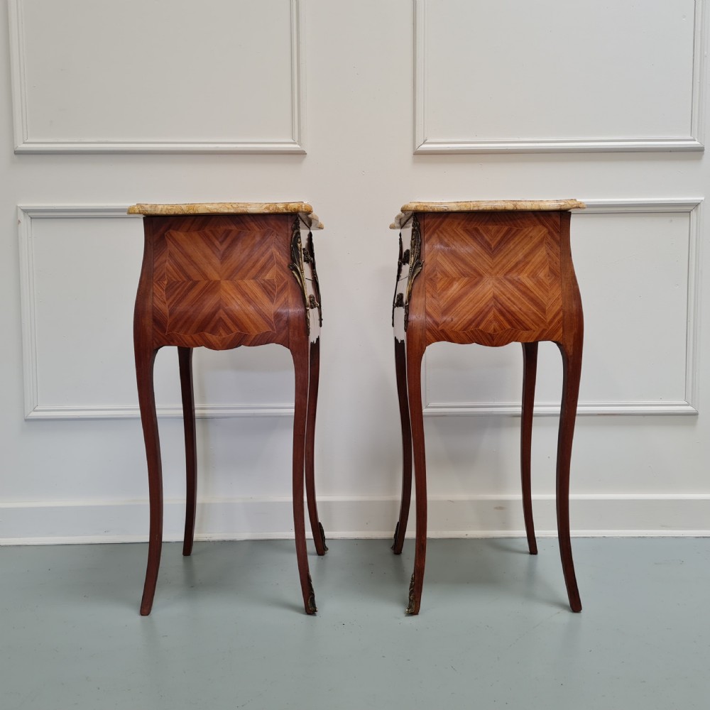 Pair of elegant Kingwood Bedside Tables c1930 View II