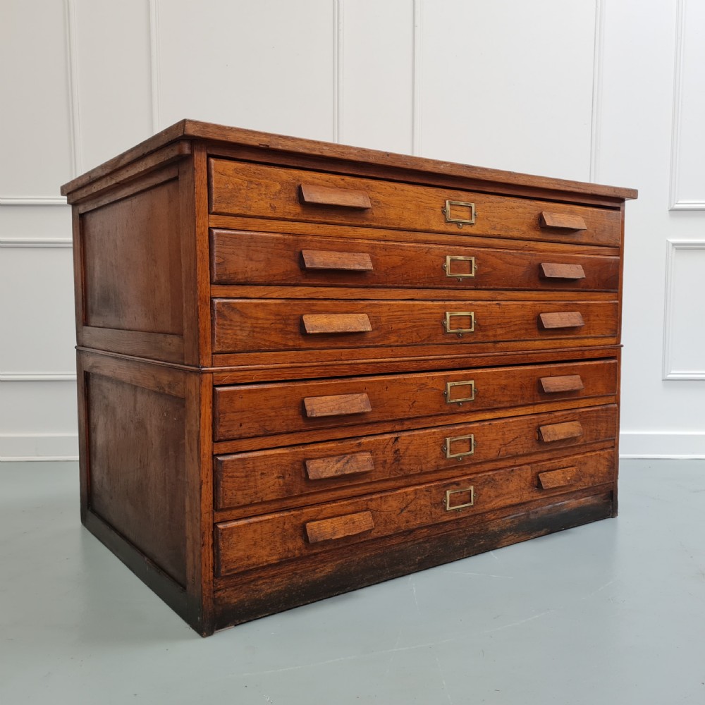 Antique Ash Plan Chest C1930