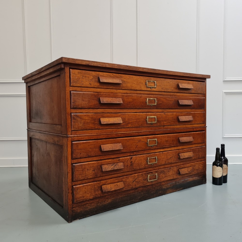 Antique Ash Plan Chest C1930 View II