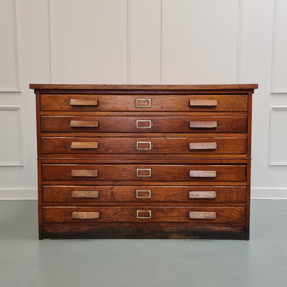 Antique Ash Plan Chest C1930 View III