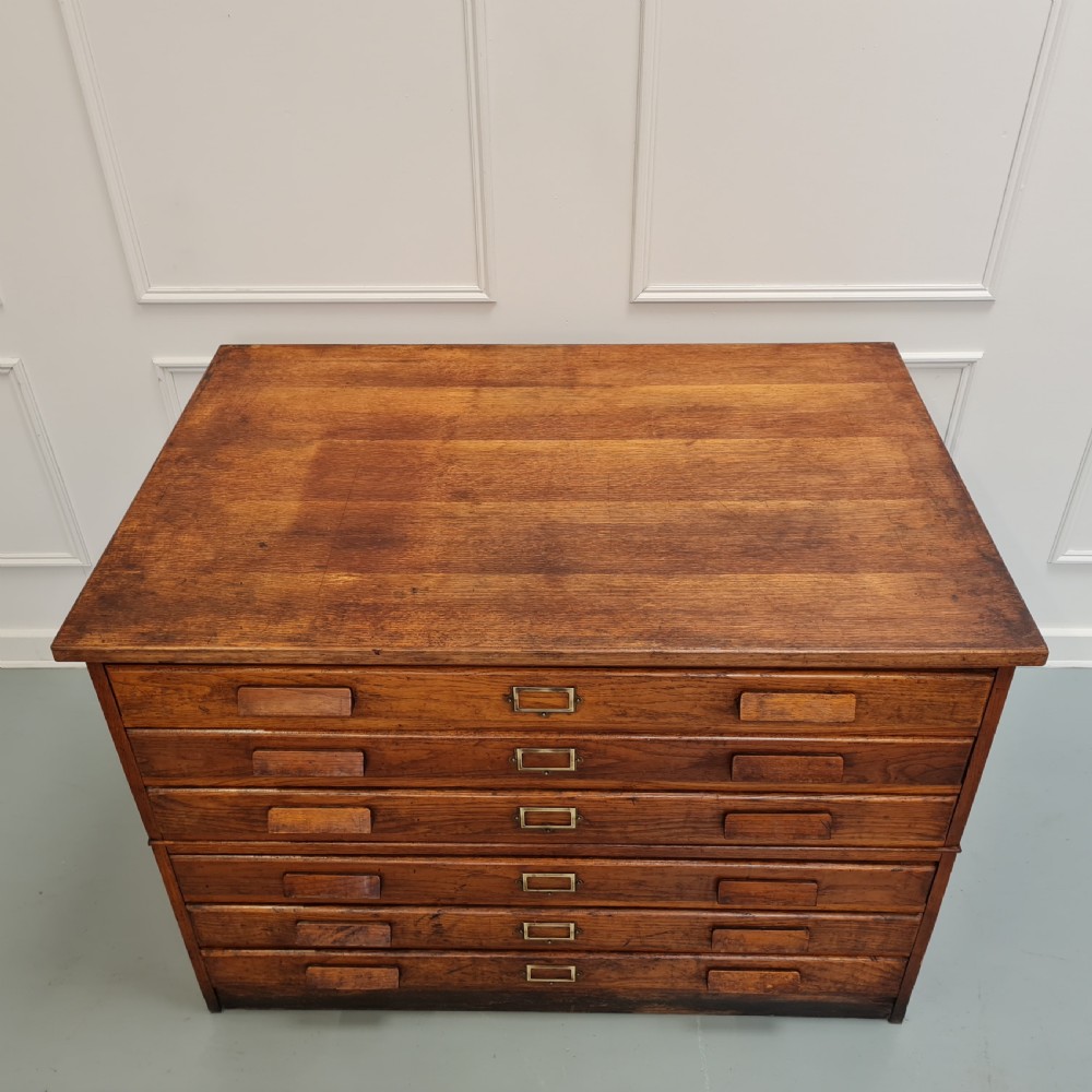 Antique Ash Plan Chest C1930 View V
