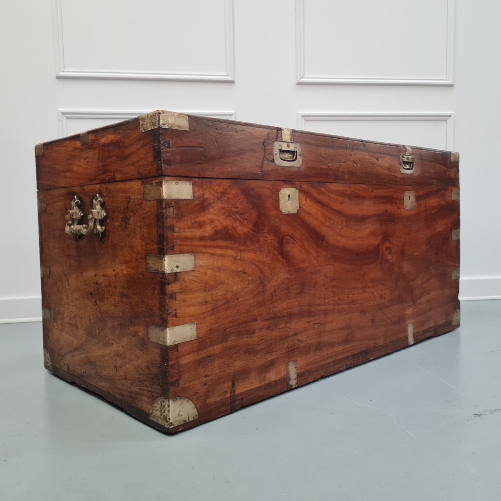 Large Antique Military Campaign Camphor Wood Box c1900 View II