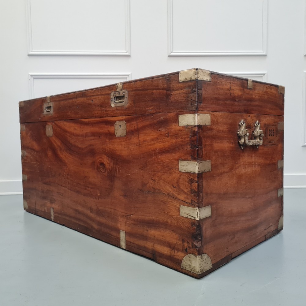 Large Antique Military Campaign Camphor Wood Box c1900 View V