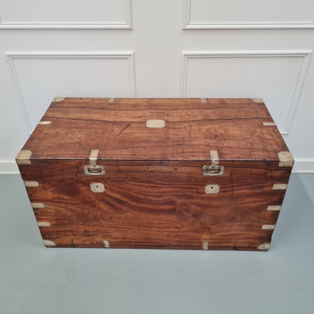 Large Antique Military Campaign Camphor Wood Box c1900 View VI