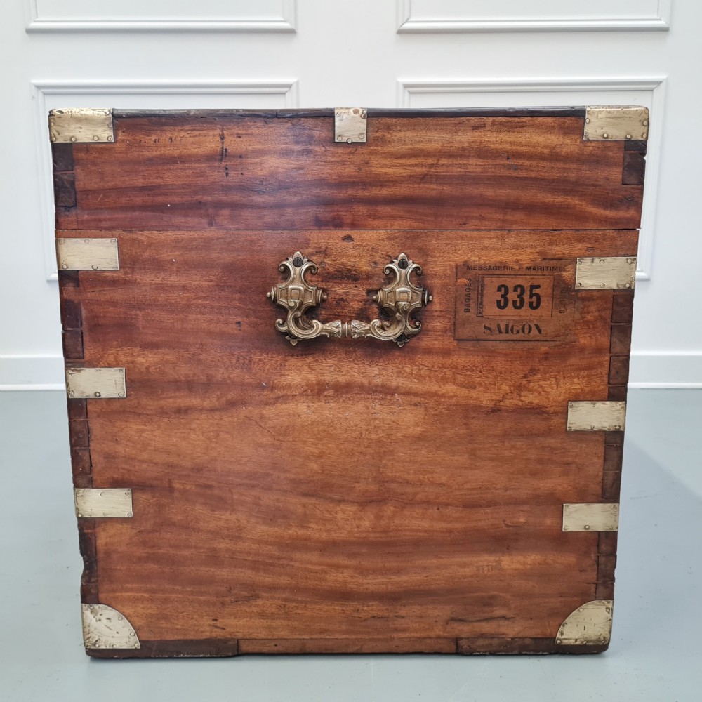Large Antique Military Campaign Camphor Wood Box c1900 View VII