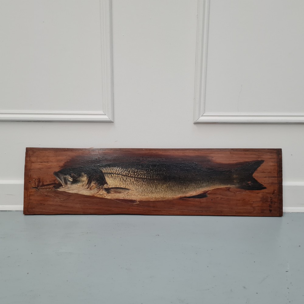 Antique Oil Painting of Fish c1900