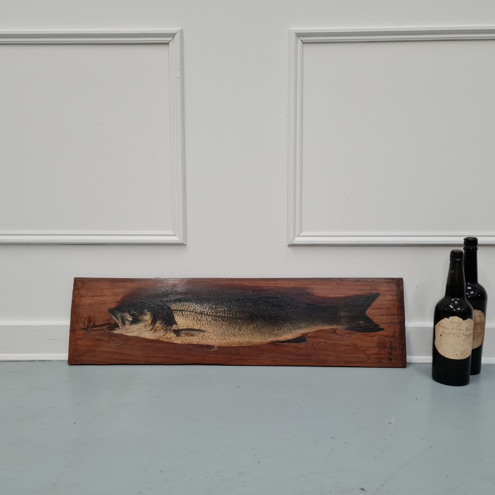 Antique Oil Painting of Fish c1900 View III