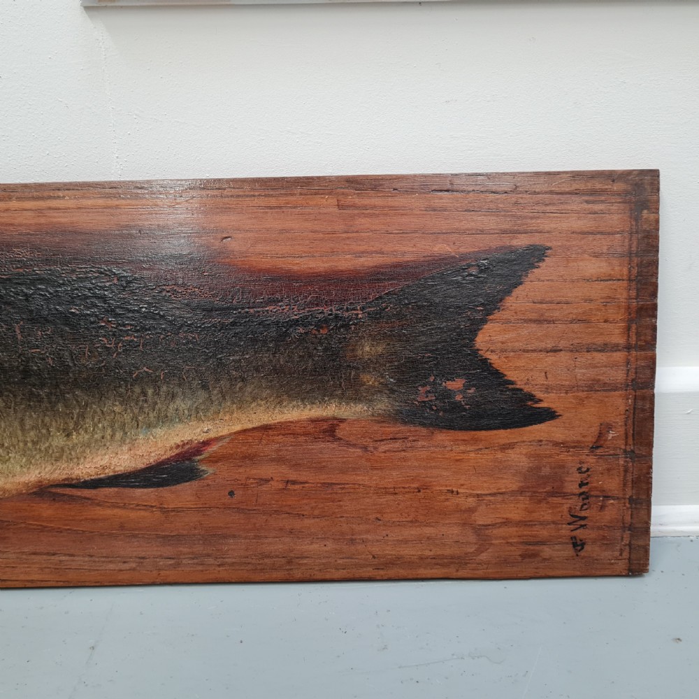 Antique Oil Painting of Fish c1900 View IV