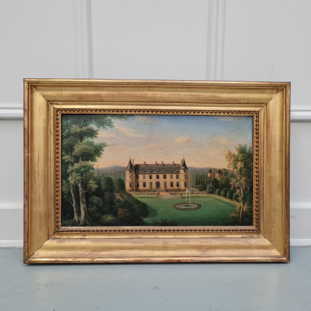 Delightful Antique Oil Painting of Chateau 1830