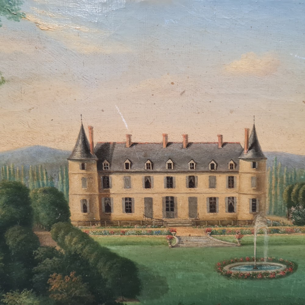 Delightful Antique Oil Painting of Chateau 1830 View II